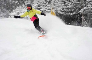 Skiers and riders enjoyed up to 5 inches of fresh snow. Photo courtesy Stratton Resort.