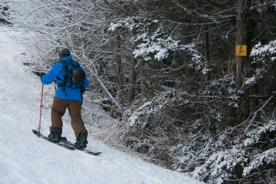 The new uphill travel policy at Killington and Pico allows skiers and split-boarders to hike or skin via designated routes. Photo Provided By Killington Resort