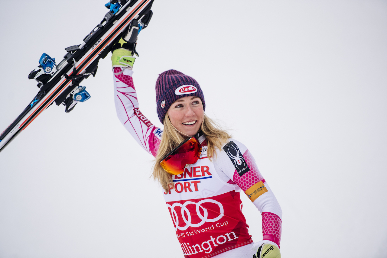 Shiffrin at the finish. Photo by Brooks Curran
